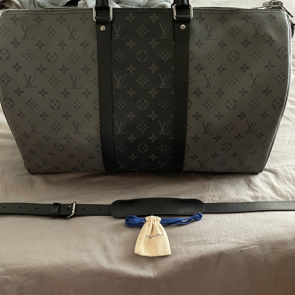 Keepall 50 Reverse Eclipse Monogram Black Gray - Picture 1 of 5